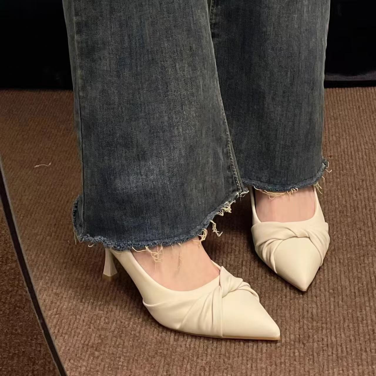 tacones altos elegantes punta mujer estilo francés color Temu El