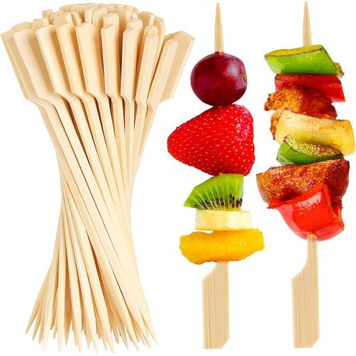 100 stück bambus-spieße für vorspeisen – flache zahnstocher mit natürlicher holzmaserung, elegant & für cocktailpartys, charcuterie-bretter, sandwiches – party-zubehör, elegantes design, glatte oberfläche, nachhaltiges material, sandwich-stäbchen, event-planer