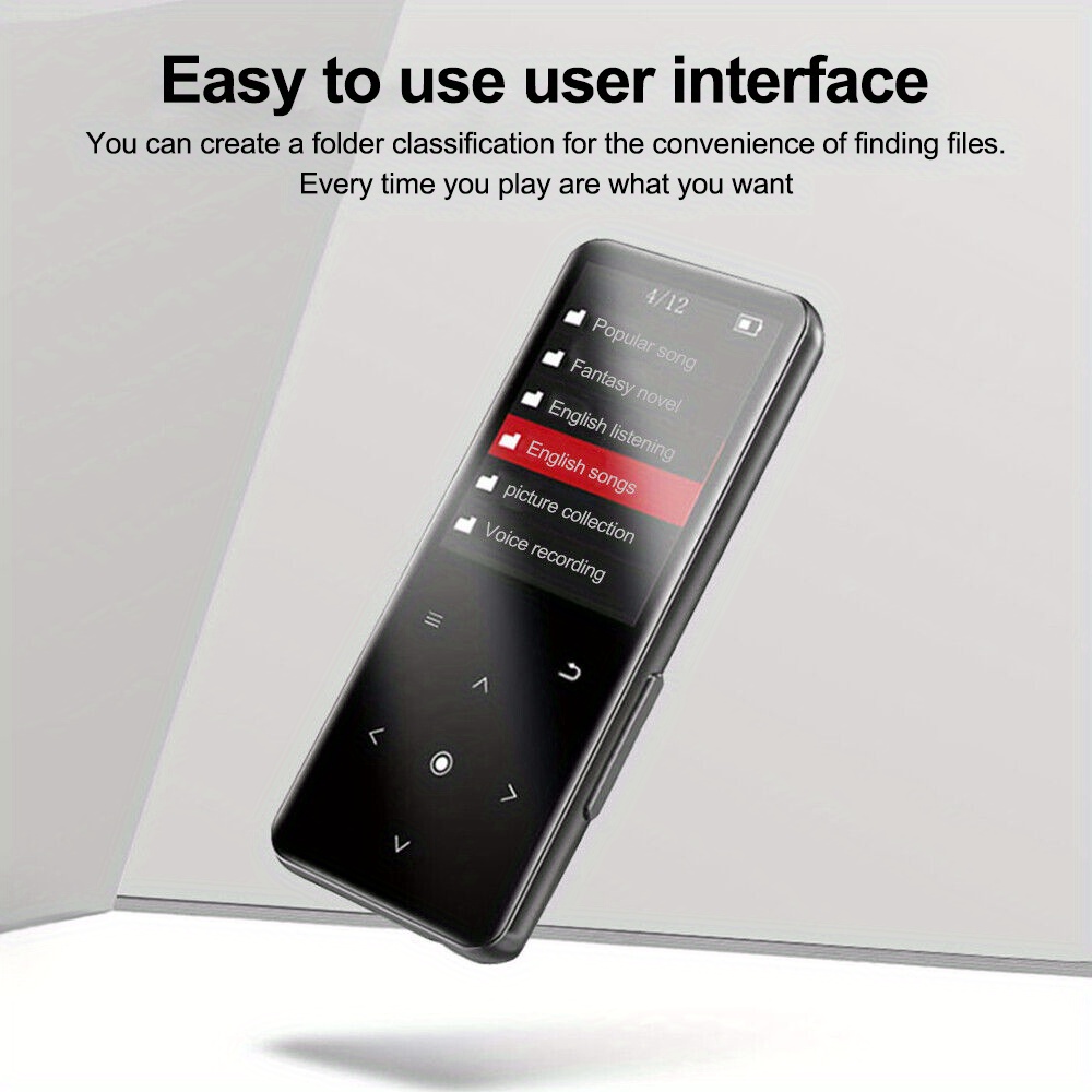 128GB MP3 Music Player with E-book, Video Playback, Image Viewing, Recording, Alarm, Wireless Connection, Speaker, Calendar 4.57 cm BT Portable MP3 FM Radio Music Playback Up to 30 Hours Zinc Alloy Body