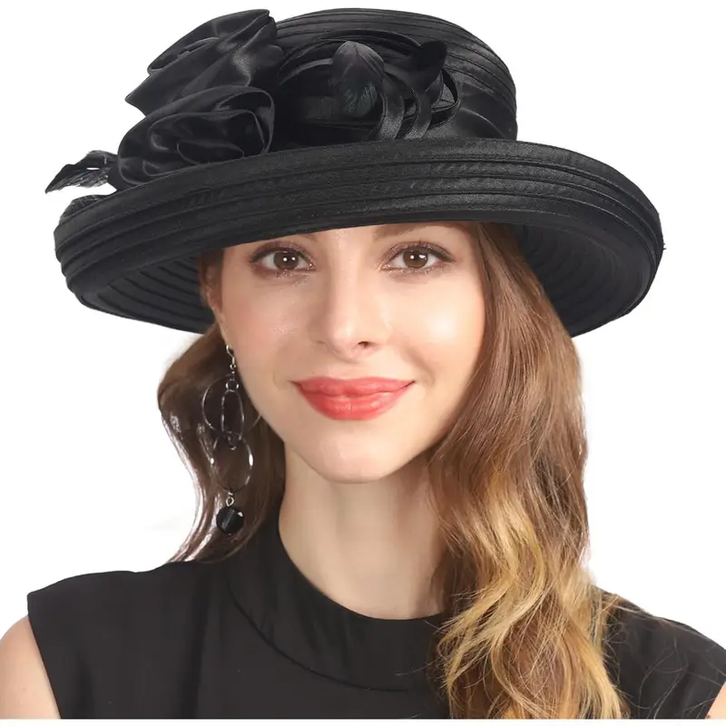 womens satin dress hats feathers church derby sun cloche - Temu womens satin dress hats feathers church derby sun cloche - Temu