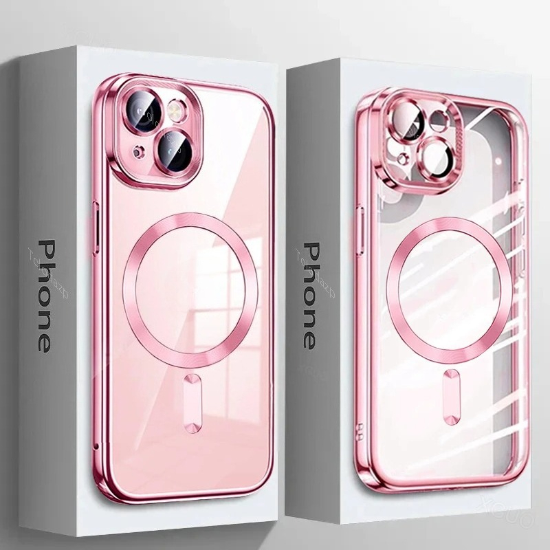 phone case luxury plating transparent magnetic wireless charging phone case for iphone models 11 12 13   17 pro   air featuring a     shockproof and     film