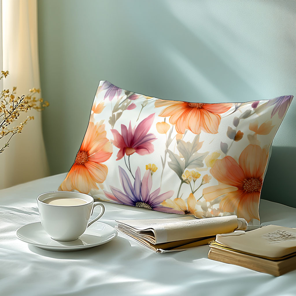 1pc orange floral 3  print pillowcase soft comfortable   fabric machine washable envelope closure woven plain weave ideal for bedroom   hotel gift ready details 1