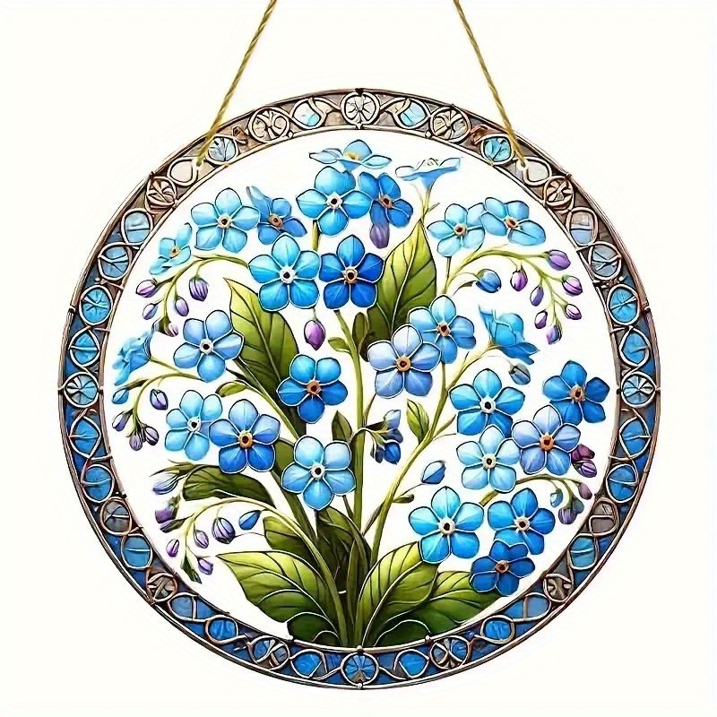 TEMU 2d Flat, 2d Flat Me Not Flower Suncatcher Home Decor Christmas Gift Acrylic Suncatcher For Home, Window, Porch, Wedding, Office Decoration, 2d