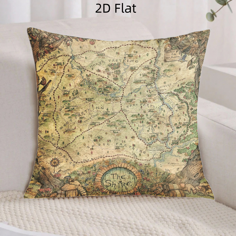 TEMU 2d Flat 1pc Short Plush Pillow Cover The Landscape Cushion Cover Double-sided Printing Zipper Closure Sofa Living Room Bedroom Party Office Home
