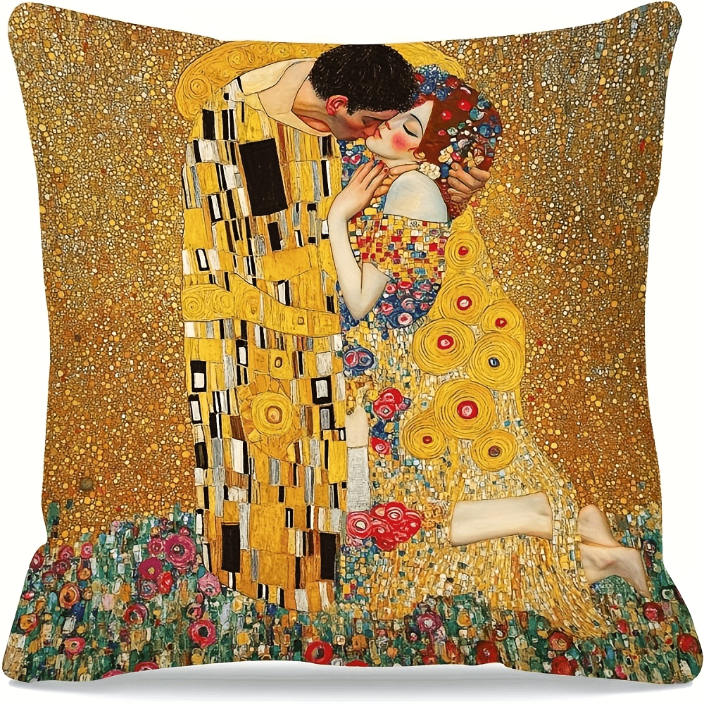 E-shop Luxus-Kissenbezug im Klimt-Stil, geeignet für verschiedene Räume Anlässe, Klimt-Goldener Kissenbezug für Sofa- Bettdekor, Reißverschluss,