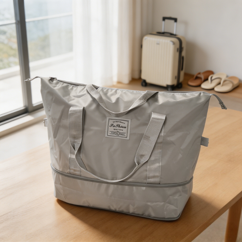 TEMU A Expandable Tote Bag, Bottom Expansion Large Capacity, Unisex For Gym, Yoga, Swimming, Business Travel And Carry-on, Lightweight Oxford Fabric,