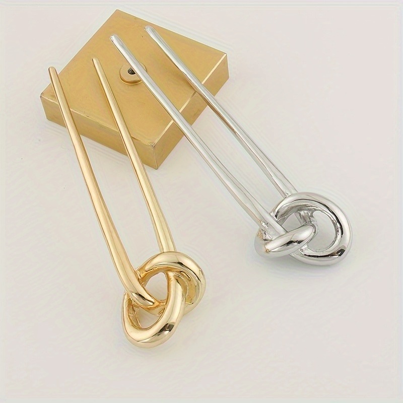 new minimalist metal hairpin with a knotted design   european and   featuring a chinese knot symbolizing love Product details 1