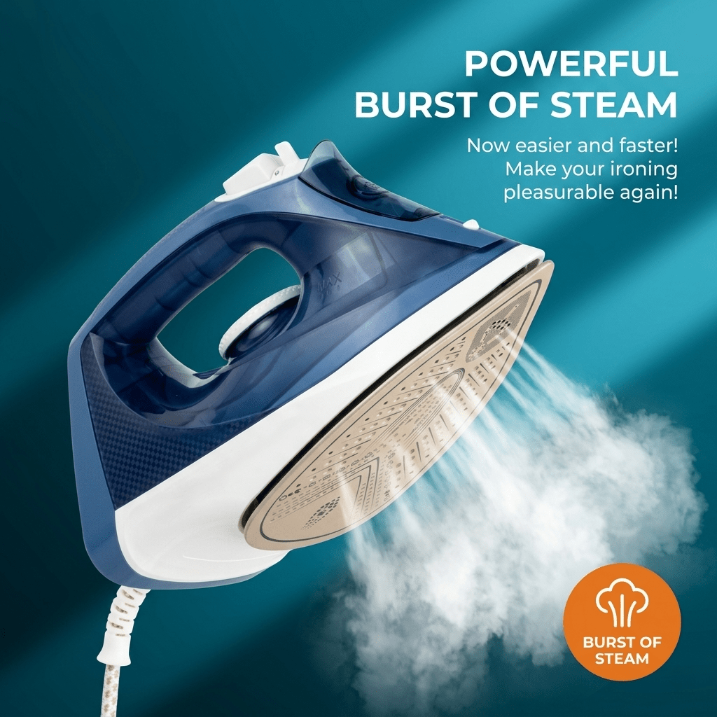 TEMU Ferro da stiro a vapore da 2200W per vestiti, piastra in ceramica, stiratura e a vapore 2-in-1 con spruzzo di vapore, antigoccia, anticalcare e