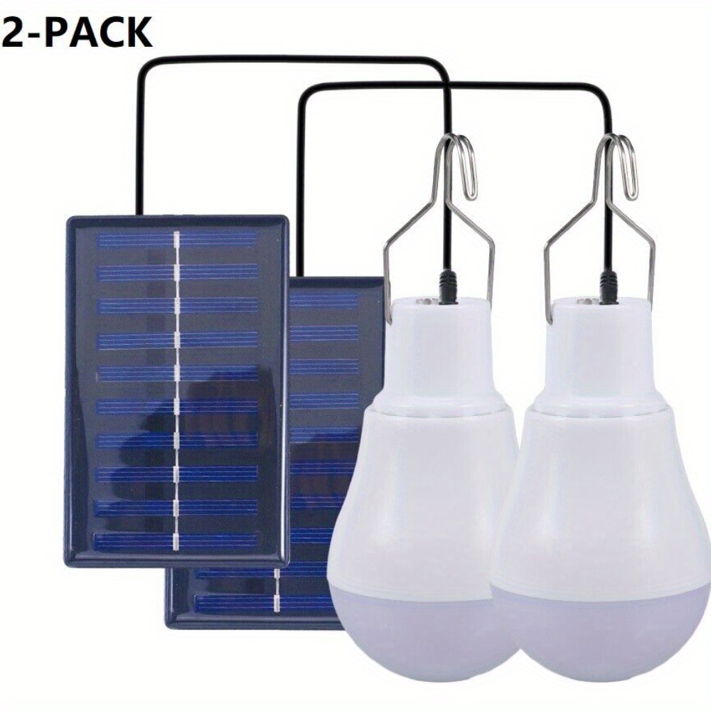 TEMU 2 Pack Outdoor Led Lights With Solar Panel Suitable For Yard, Garden, Patio, Porch, Garage & Shed - Portable Bulbs, /off, Plastic, Installation