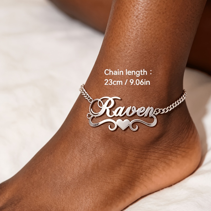 TEMU A Unique And Creative Cuban Link Name Anklet/bracelet, Personalized Wavy Nameplate Anklet, A Fashionable Accessory For Women, A Gift For Her/him