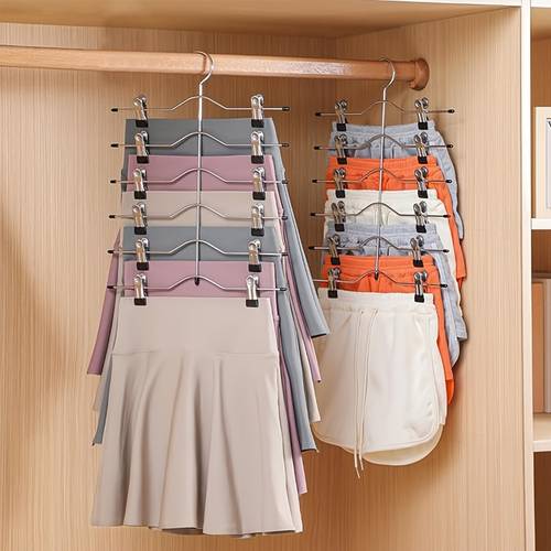 8pcs multi layer adjustable clips hanger space saving foldable stainless steel clips for pants suitable for casual pants underwear tank tops shorts jeans and towels