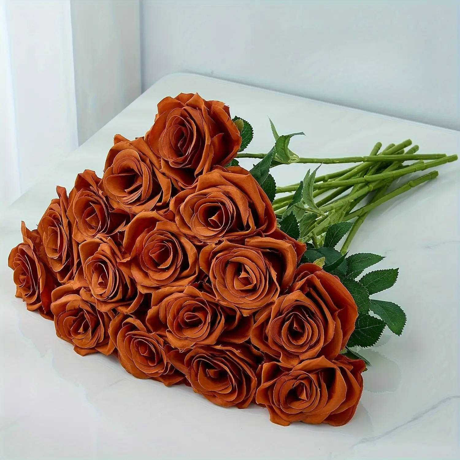 TEMU 12 Simulated Autumn Bouquets | Long Stems And Realistic Leaves - Very Realistic Artificial Flowers, Suitable For Home Decoration And Decoration,