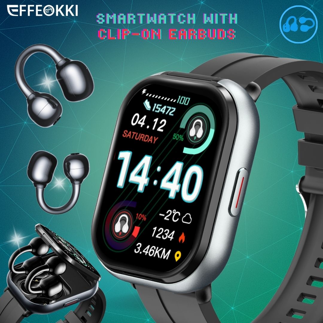 Image of Effeokki Smartwatch With Clip-on Earbuds, 2-in-1 Men's Wireless Fitness With Calls, Music, Notifications, Multi-sports, Nfc, For & Ios Phone, Gift For Husband, Dad, Boyfriend Or