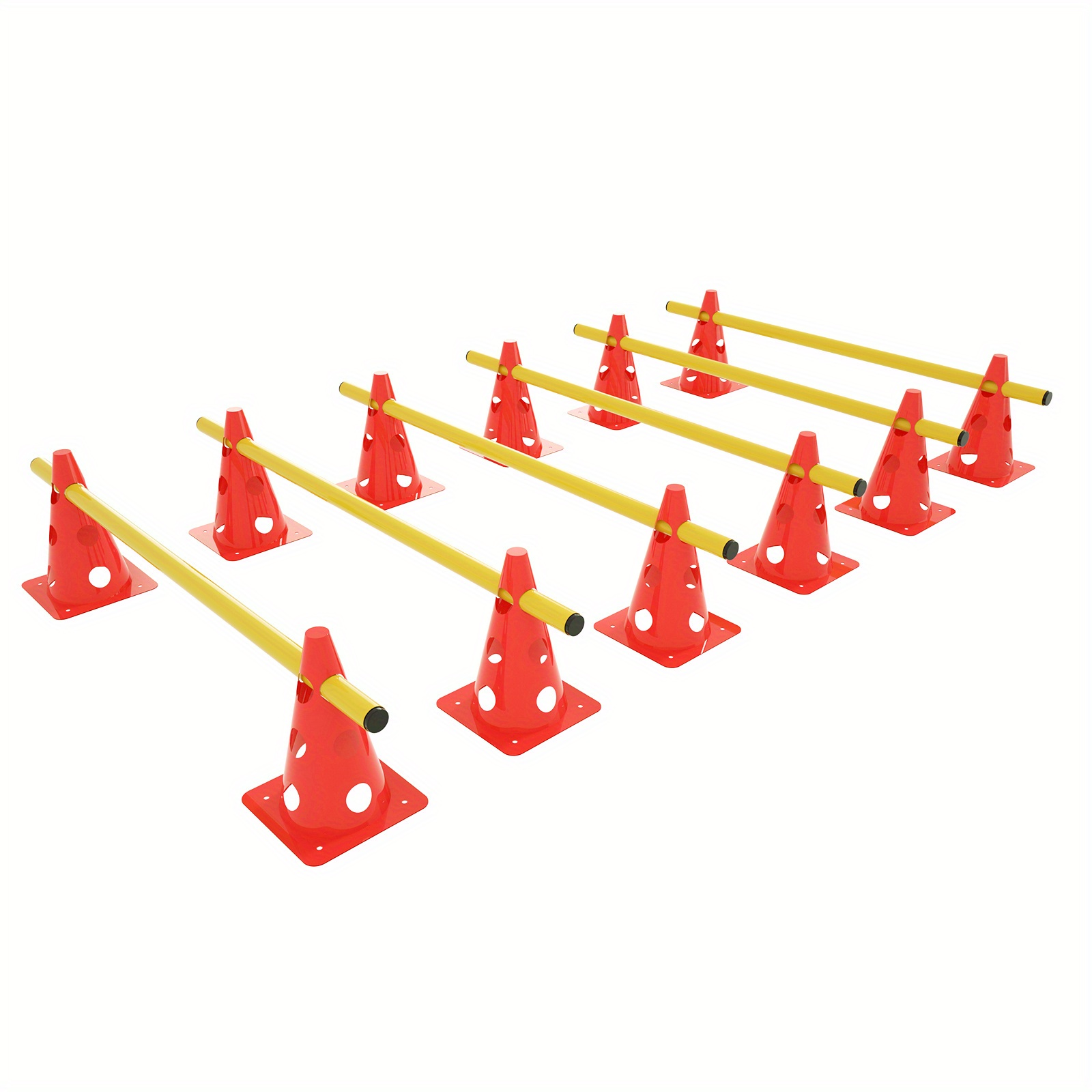 E-shop 6 Sets Agility Hindernisgeräte Sets für Koordinationstraining, Hunde Agility Training Zusätze - 12 Mehrzweck-Kegel und 6 Stangen