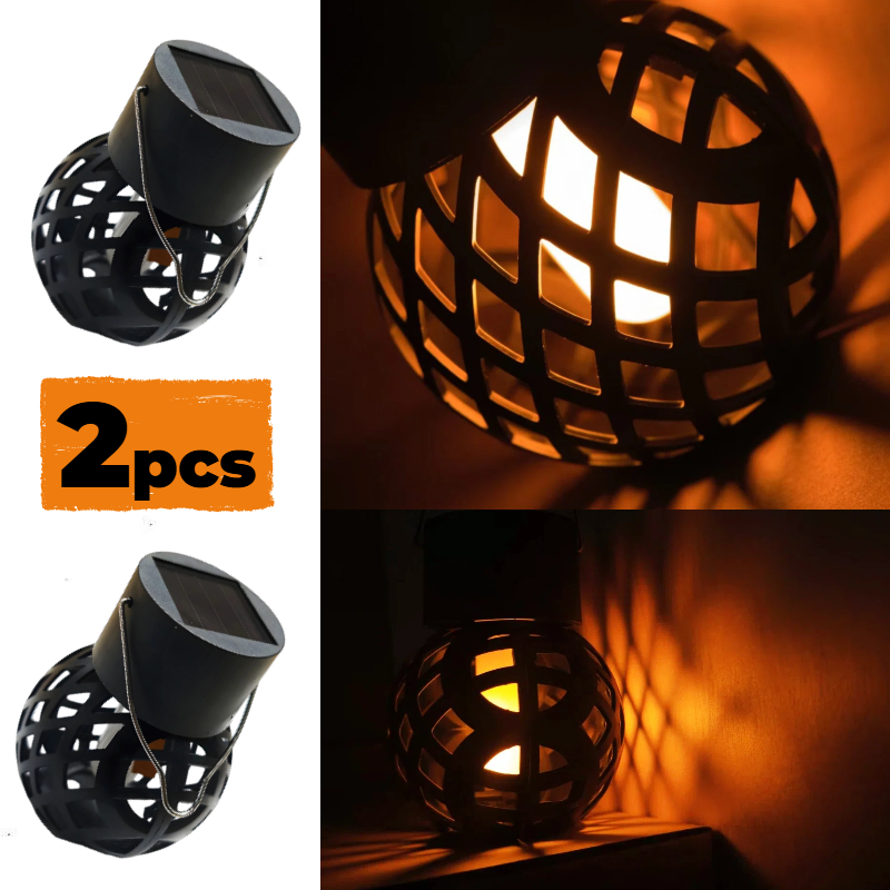 E-shop 2/6 Stück Solar Hängelaternen, Flammeneffekt Gartenleuchten für Terrasse, Hof, für Festivaldeko, Feiertagsfeier, und Nachtwanderung