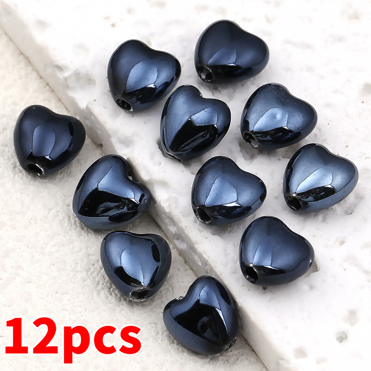 12pcs Heart-Shaped Ceramic Beads for DIY Jewellery Making
