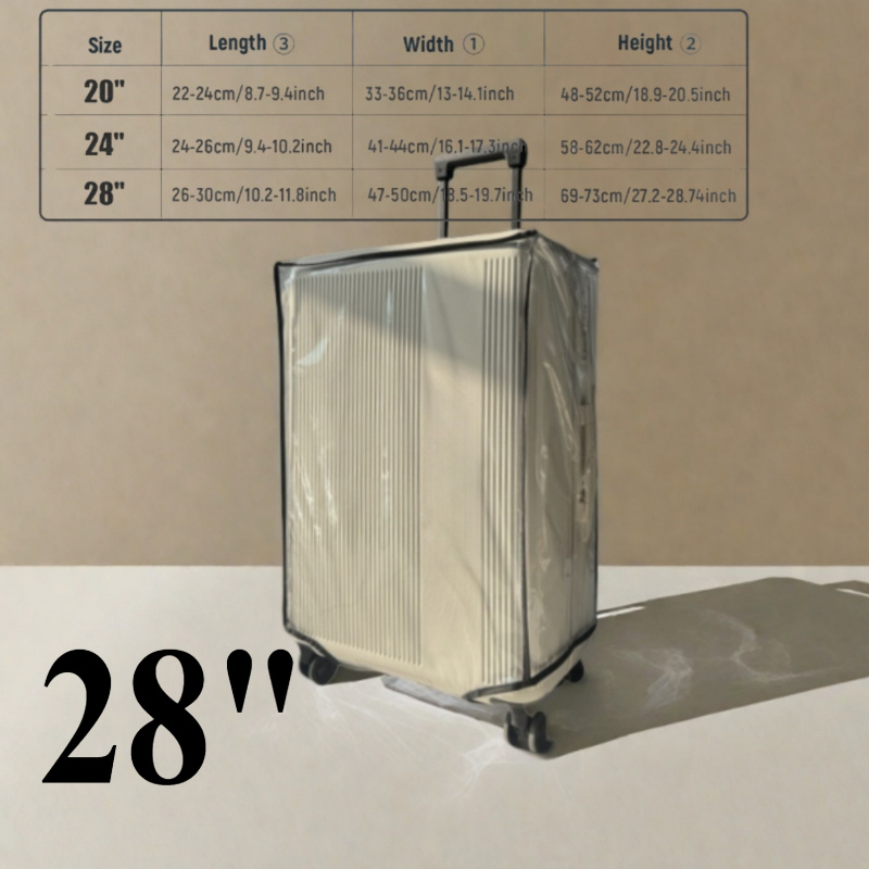 TEMU 1pc Universal Pvc Luggage Covers (20/ 24/ 28 Inch), Scratchproof, Dustproof And Reinforced Edges Travel Suitcase Protector For