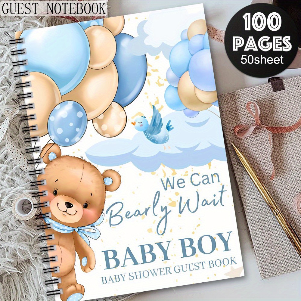 TEMU 'or et boîte à souvenirs shower, 1 pièce, avec page de et liste de vœux - Décor avec et ballons, convient aux parents, bloc-notes cadeau shower