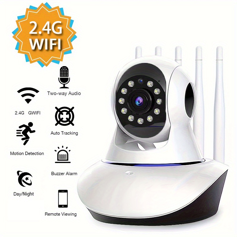 Smart Home Security Camera with 2.4G WiFi, 5 Antennas - Indoor/Outdoor IP Camera with Pan/Tilt, Auto-Tracking, Color Night Vision & Two-Way Audio, USB Powered (SD Card Not Included) details 1