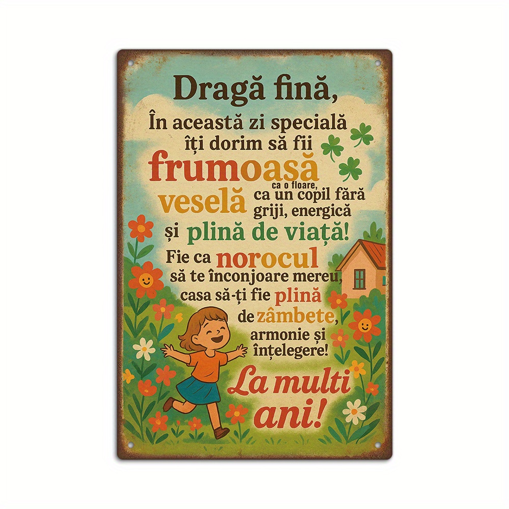 TEMU Putuo Decor 1pc Romanian Vintage Metal Tin Sign, Dear Fine, , Wall Art Decor For Office Bar, Gift For Birthdays, Weddings, Anniversaries,
