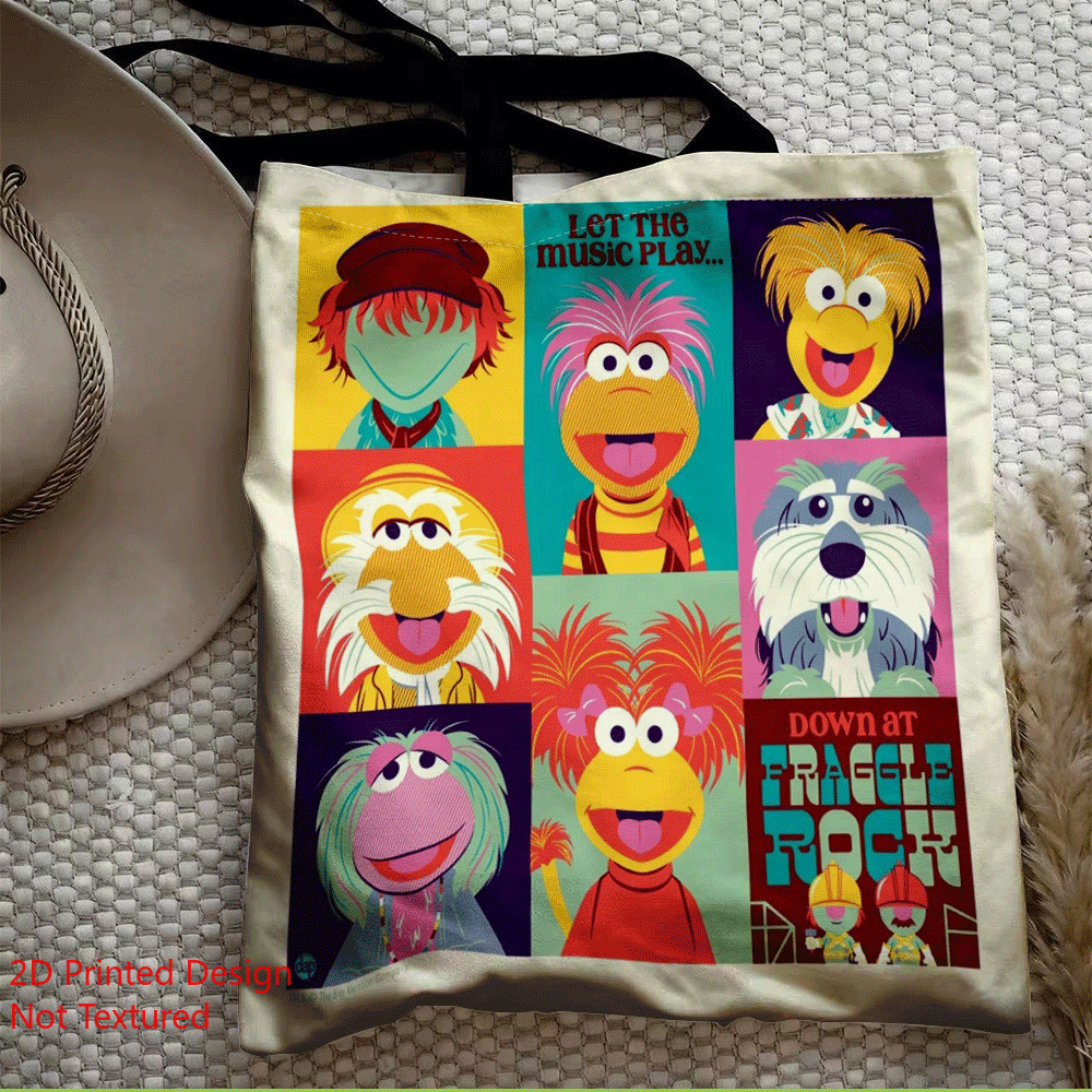 TEMU Sac imprimé 2D, Collection de portraits de poupées musicales de de , Sac de courses de mode à impression numérique, Sac imprimé - Sac de courses