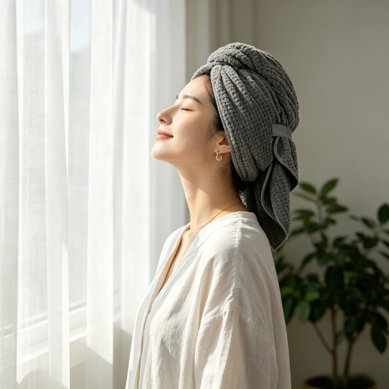 TEMU 1pc Extra Large Multifunctional Super Absorbent Hair Towel, -dry For Straight And Curly Hair, Fast-absorbing Hair-drying Shower , Suitable For