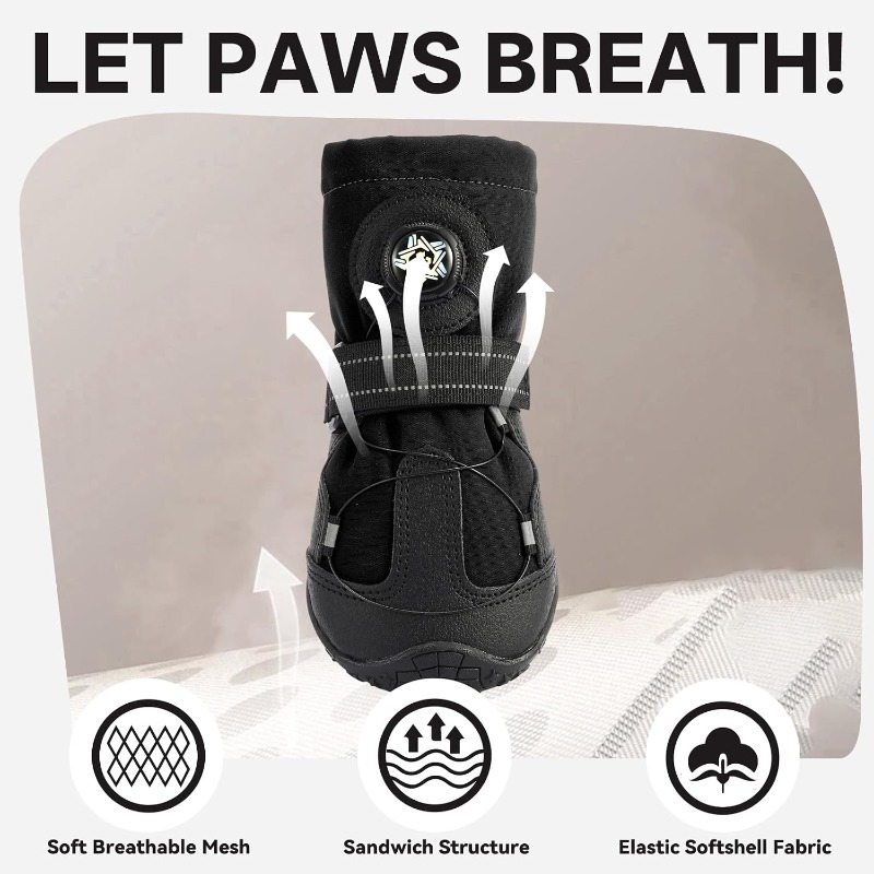 2pcs Dog Booties with Micro-Adjustable Dial