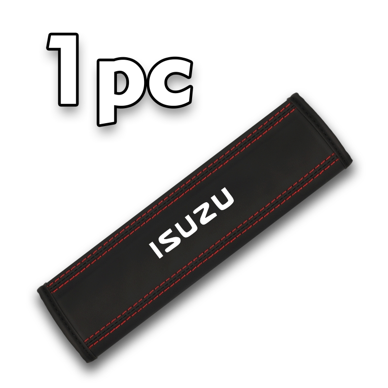 TEMU Suitable For Car Faux Leather Seat Belt Protective Cover/car Seat Shoulder Strap, With Exquisite Red Stitching On Sides, A Good Item For Car