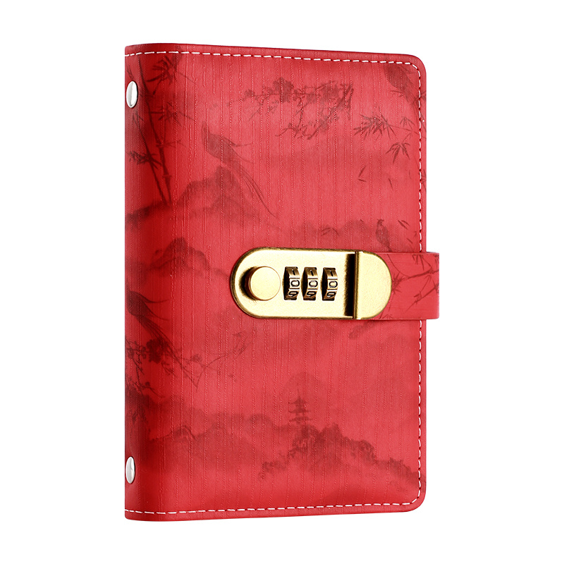 TEMU Chinesisches Tinte-Waschmuster Passwortschloss Spar-Notizbuch A6 Cash Organizer