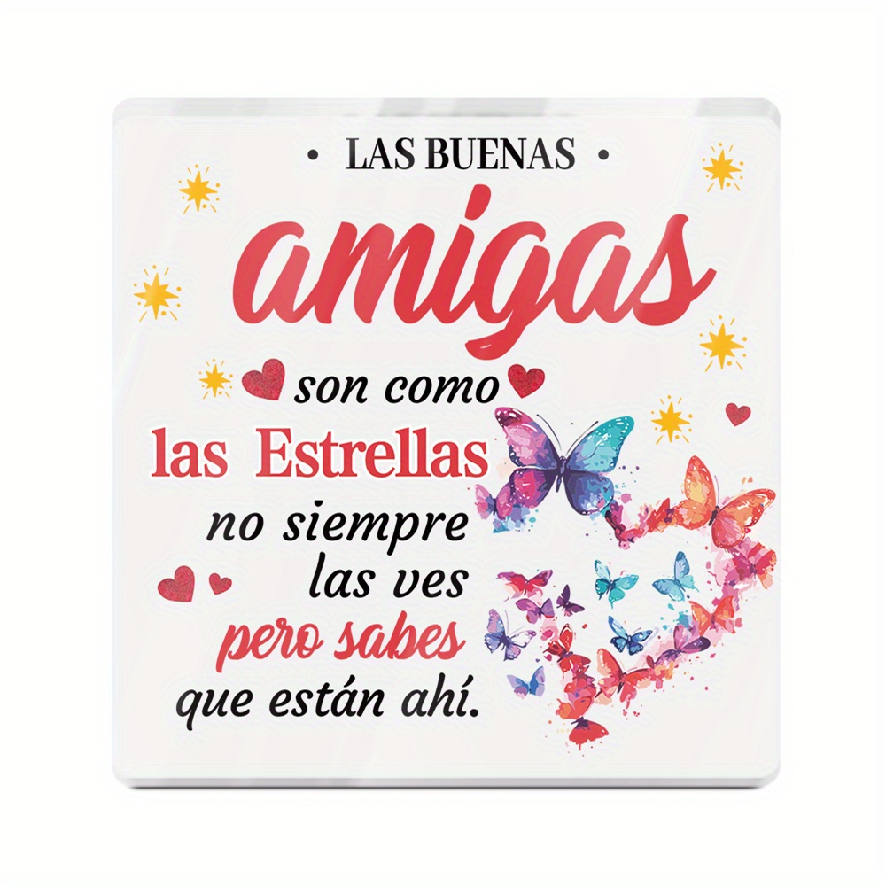 TEMU 【JIT】Putuo Decor 1pc Spanish Acrylic Sign Table Decor, Son Como , No Las Ves Pero Que Están Ahí, Desktop Decoration for Home Room, Gift for