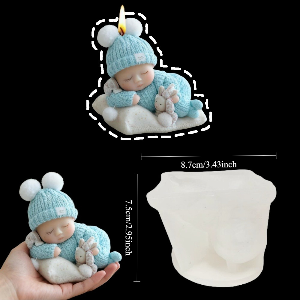 Image of Candle Making Silicone Mold - Sleeping Baby Silicone Mold, , Reusable For Christmas Decor, Wax/ Resin/ Plaster Craft, Fairy Tale Theme Gift For Adults