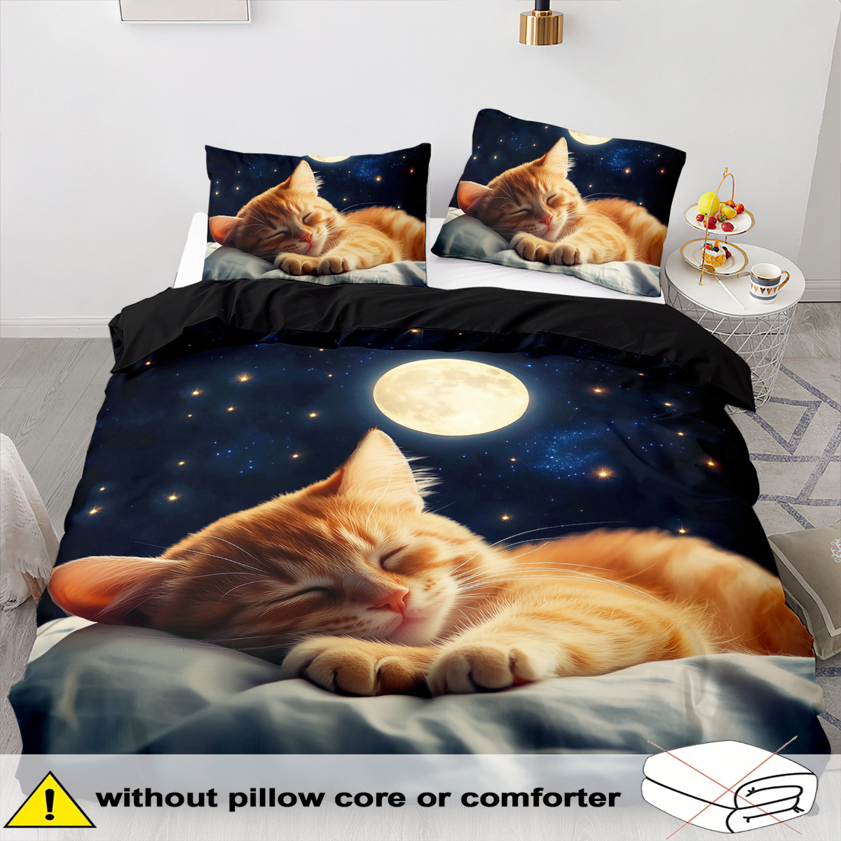 TEMU Cat-themed Duvet Cover Set - 2/3pcs, Soft, Comfortable, And Breathable, Animal-themed Printed Bedding, Cute Cat Print Duvet Cover Set, 100%