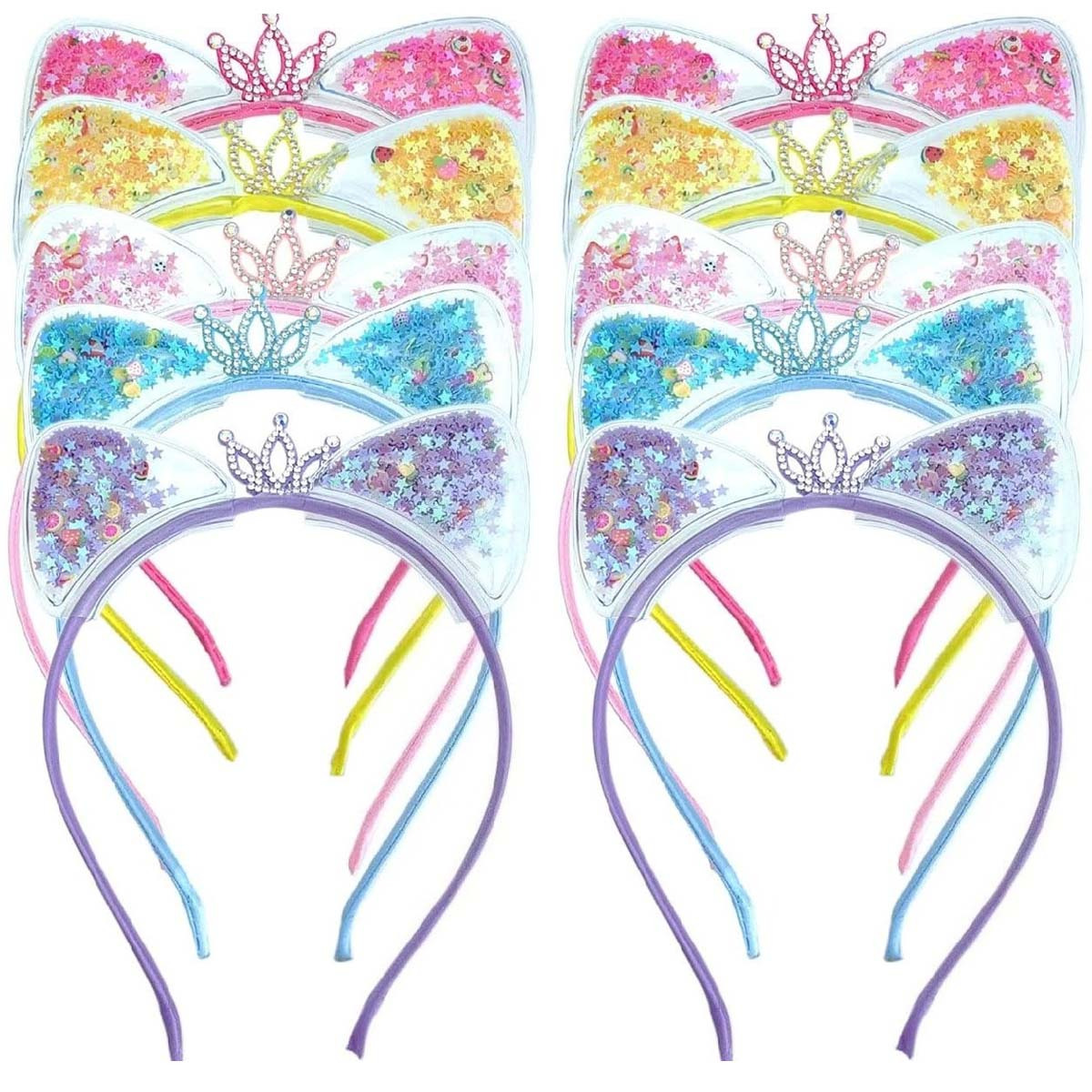 TEMU 5/ 10pcs Set Of Cat Ear Crown Headband, Party Hair Additions, Holiday Props, Cute Animal Ear Headband, Suitable For Birthdays, Role-playing,