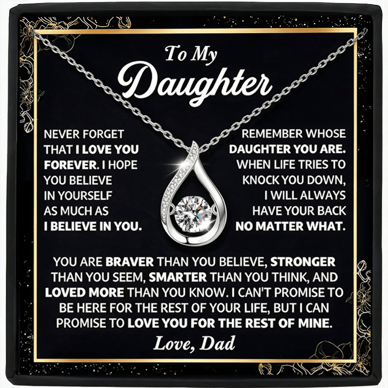 TEMU To My Most Little Princess: A Teardrop Pendant Necklace From Dad To His Daughter | Featuring Synthetic Synthetic Zirconia, Comes With An Message