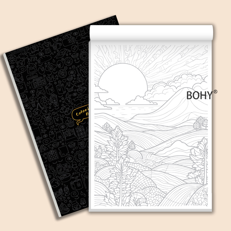 TEMU 1 Adult Scenery Stress-relief Tracing Doodle Sketchbook, Featuring Exquisite Line Art Themes Such As , Coastal And Sailboats, European Street