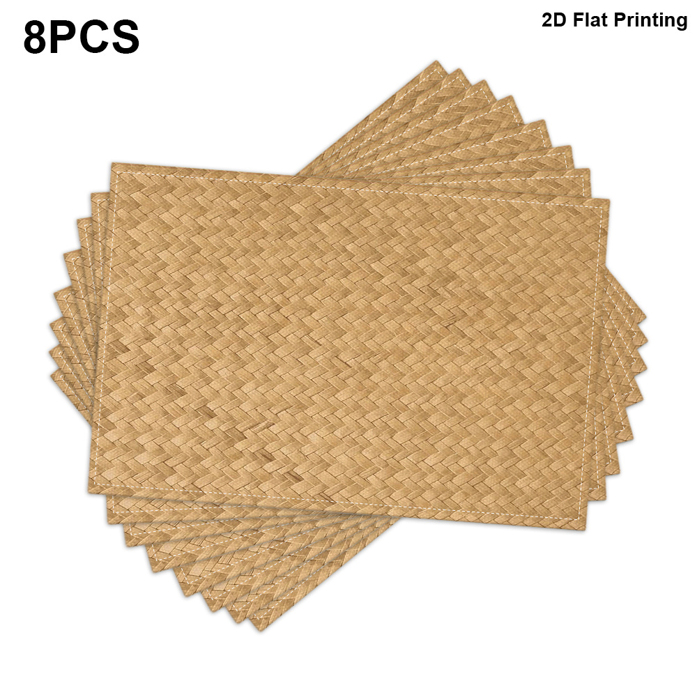 TEMU 4/6/8pcs Vintage And Exquisite Bamboo-patterned Placemats, Featuring 2d Flat-printing Technology. Ideal For Seasonal, Daily, And Holiday Decor,