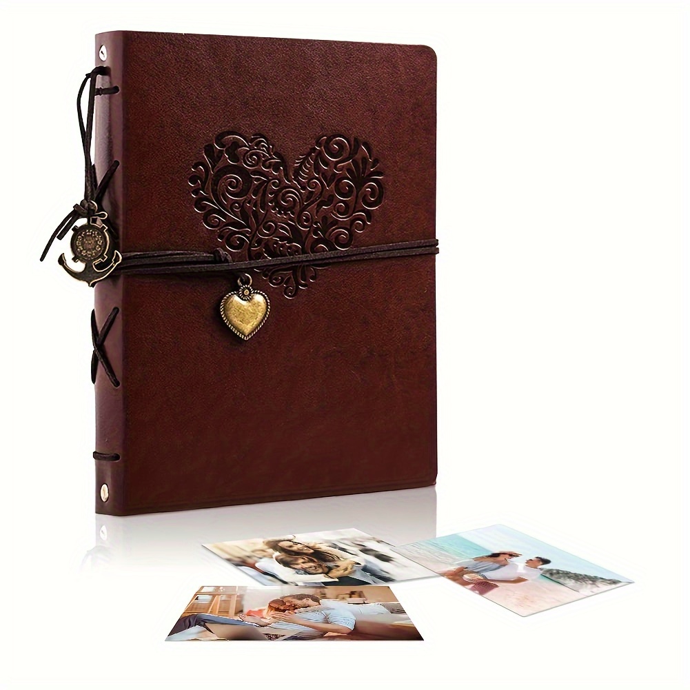 E-shop Rustikales Leder-Fotoalbum – Großes Fassungsvermögen für 240 Fotos/60 Seiten, DIY- mit Kunststoff-/Lederumschlag, Hochzeitsgästebuch, Fotoalbum,