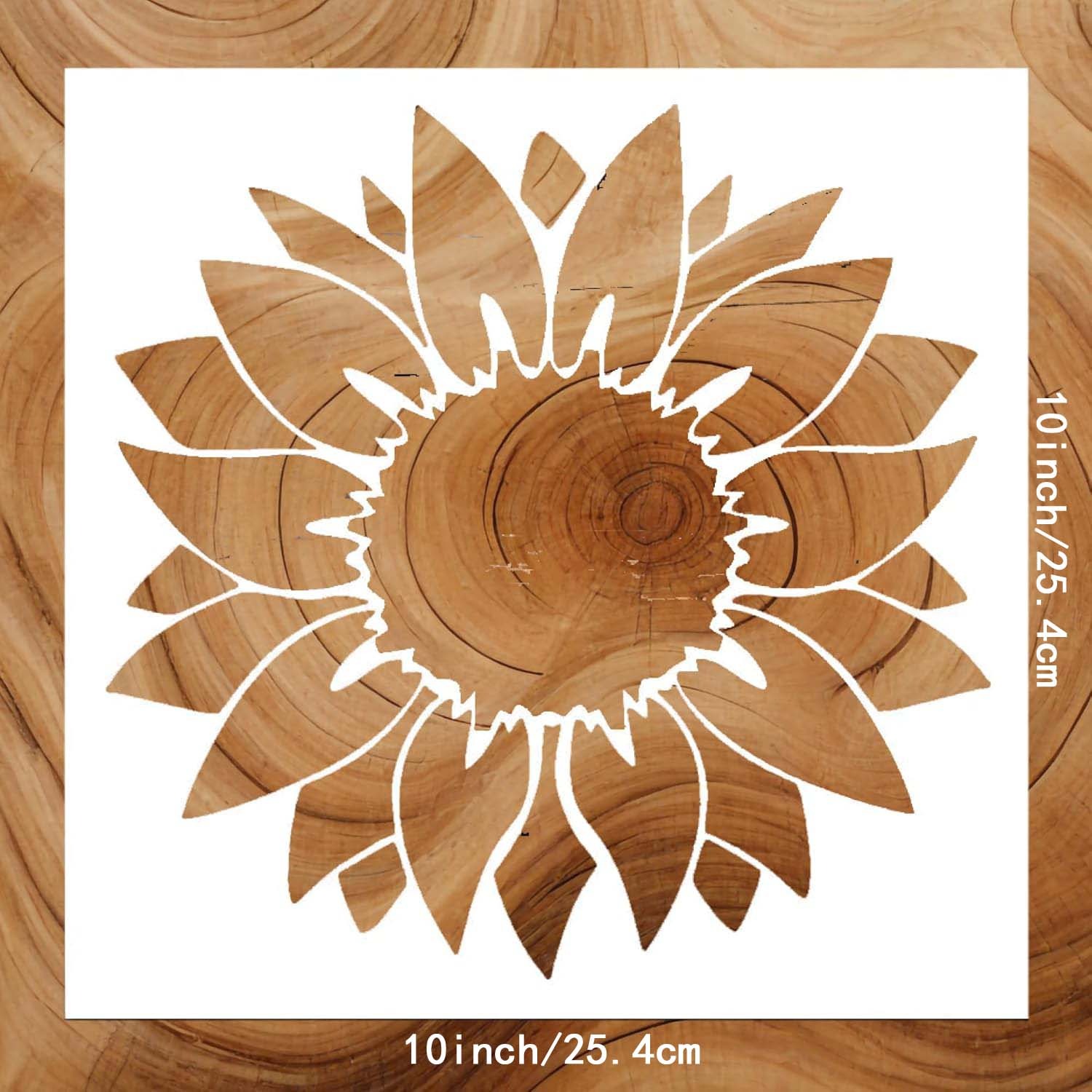 TEMU 1pc 10 X 10 Inch Sunflower Pattern Stencil - Reusable Sunflower Flower Stencil, Suitable For Painting, Airbrushing, And Spray Painting On