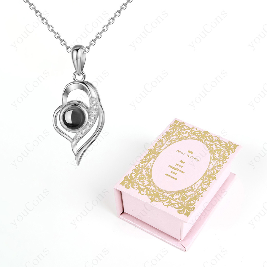 Custom Color Photo Projection Necklace, Gentle Cloud Pendant