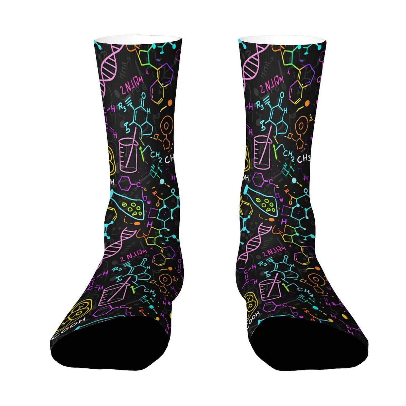 TEMU A Pair Of Unisex Outdoor Socks, Science-themed Holiday Pattern Print Mid-calf Socks, Suitable For Outdoor Sports Enthusiasts, Comfortable And