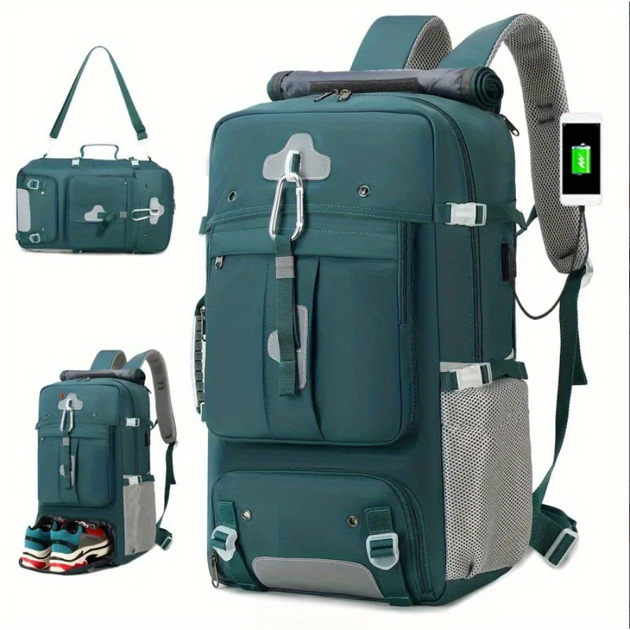 TEMU Large Capacity Airline Approved Travel Backpack With Shoe Compartment & Laptop - Backpack Suitable For Business, Gym, Weekend Trips, Adjustable