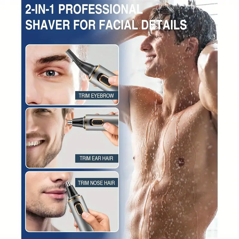 2 in 1 nose and ear hair trimmer professional suitable for wet and dry use with stainless steel blades Product details 4