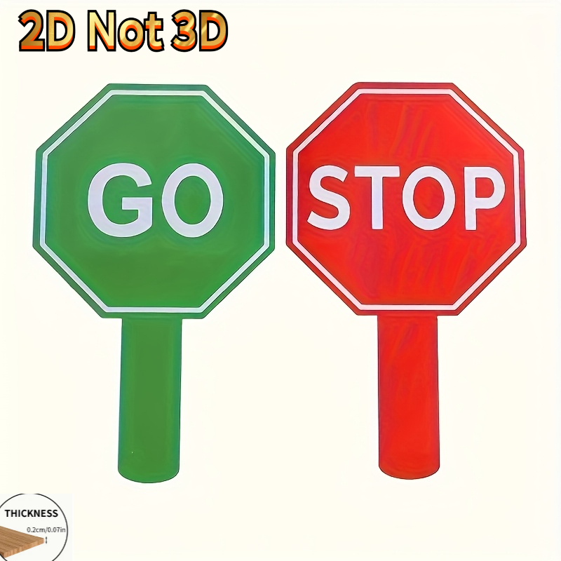 TEMU 2d Flat, 2pcs Or Go/stop Traffic Sign Set - Classroom, Traffic Education, Party Decor - Red Signs, For Teaching Traffic Rules