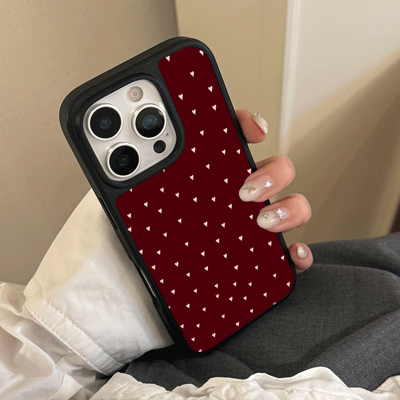 TEMU Phone Case - Heart Pattern Is Suitable For Iphone 17 Pro , As Well As Iphone 16 Pro/15/14/13 Pro/12/11. It Features A Minimalist And , Made Of