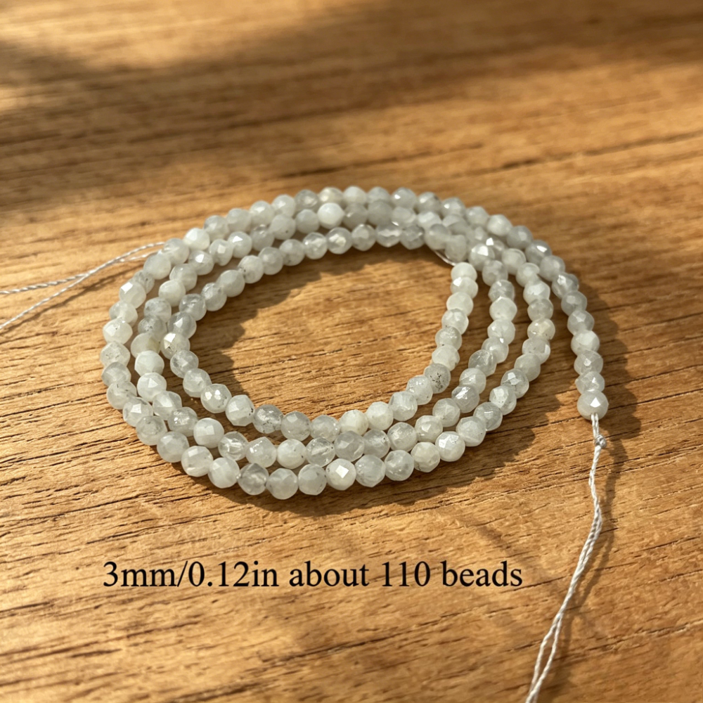 TEMU 3mm Natural Sparkling Round White Mini Stone Beads Full Strand For