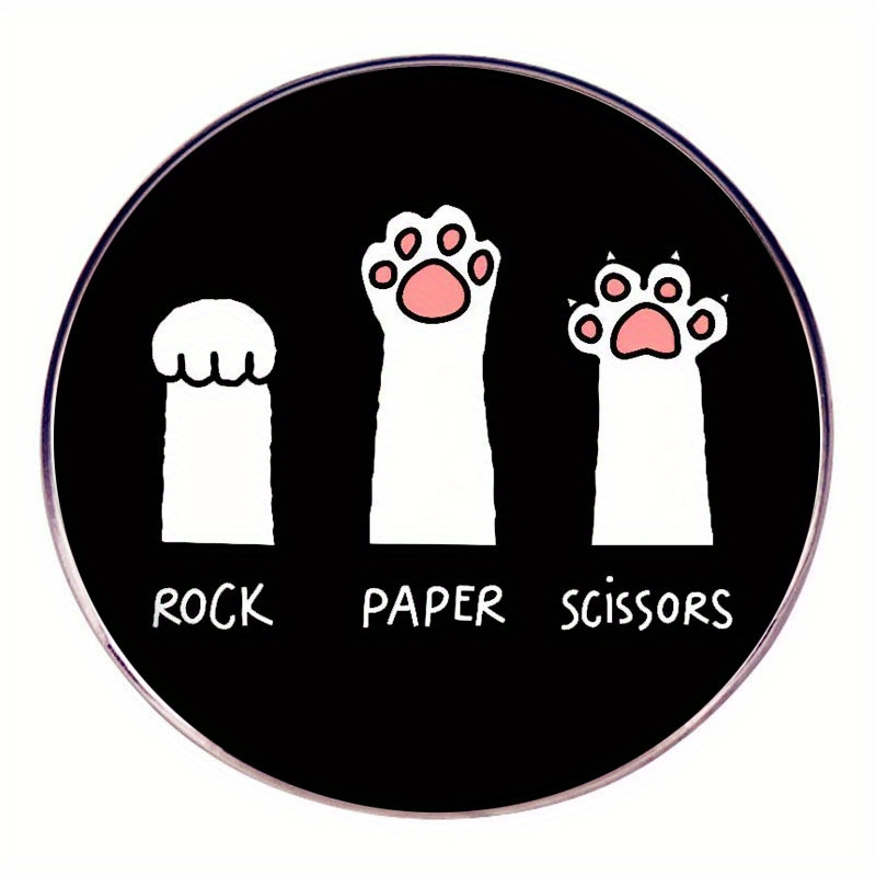 TEMU -Papier-Schere Katzenpfote Brosche Cartoon Katze Anstecker Metalllegierung Zubehör
