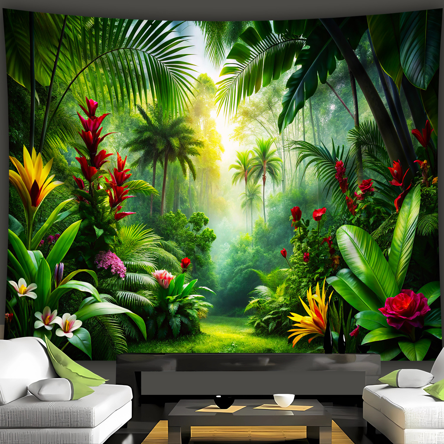 TEMU A Large-sized Tapestry Featuring A Forest Landscape Photo, Printed On Polyester, Perfect For Decorating Living Rooms, Bedrooms, Offices, Rooms
