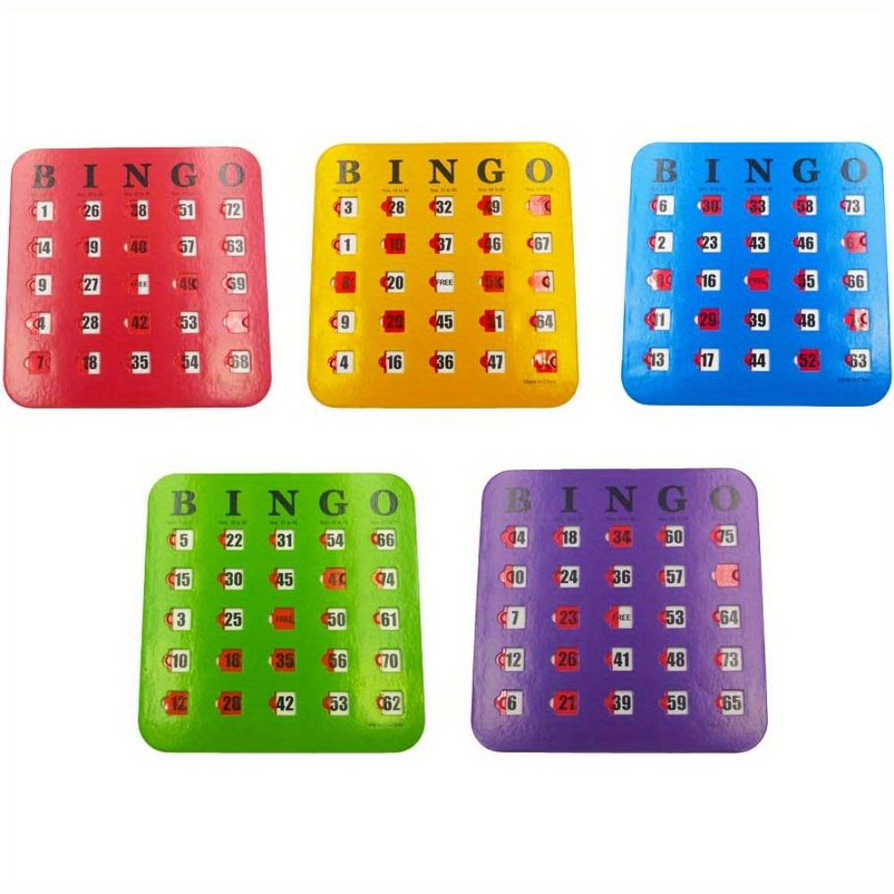 5 Packs Of Multi-color Ultra Thick Stitching, Easy to Read, with Fingertip Sliding Window, Exercise Logical Thinking Ability, Bingo Cards, Bingo Game Cards
