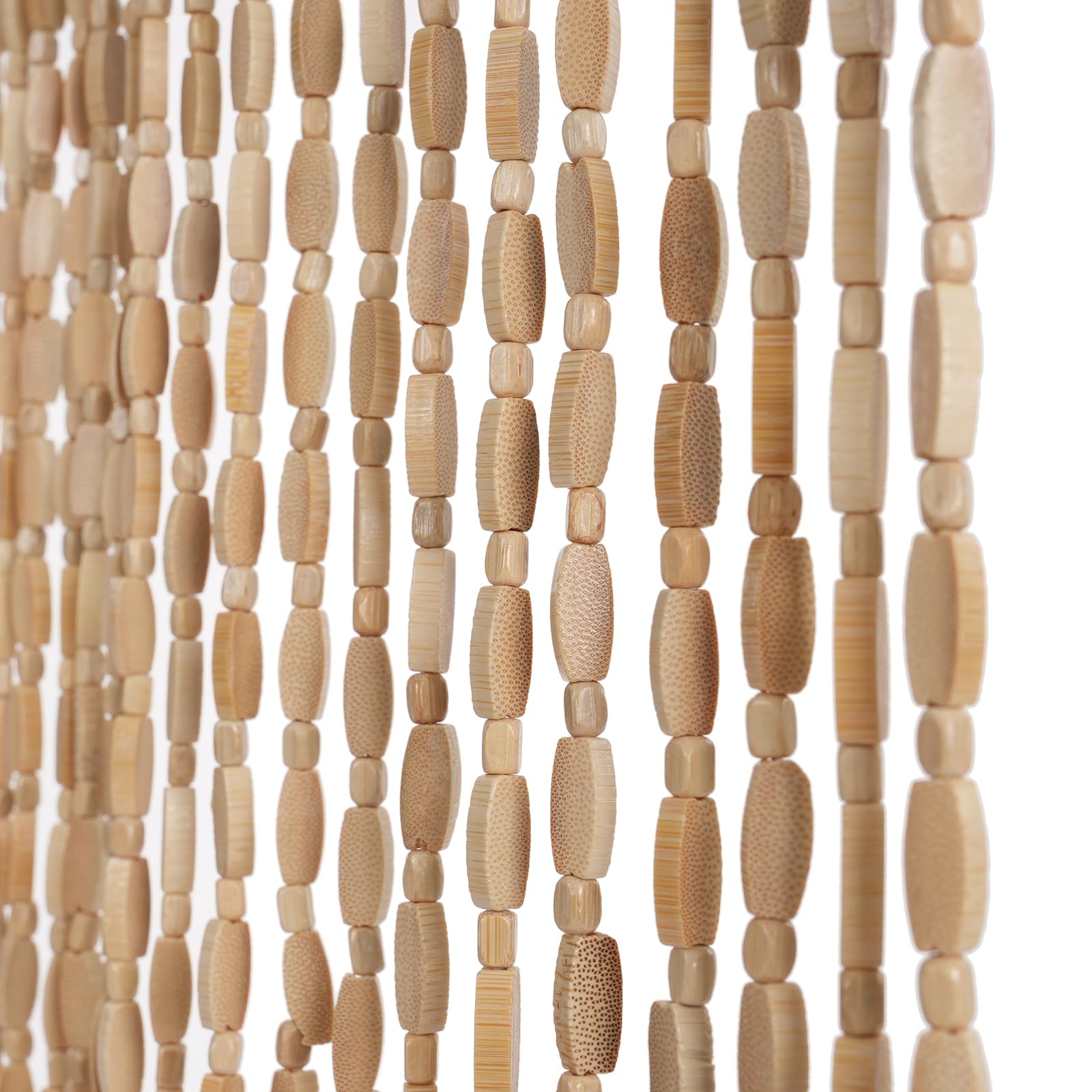 TEMU Yunrux Bamboo Beaded Door Curtain, 52 Strands, Retro Wooden Beaded Curtain, Natural Beaded String Curtain, Insect Screen, Fly Screen, 90x200cm