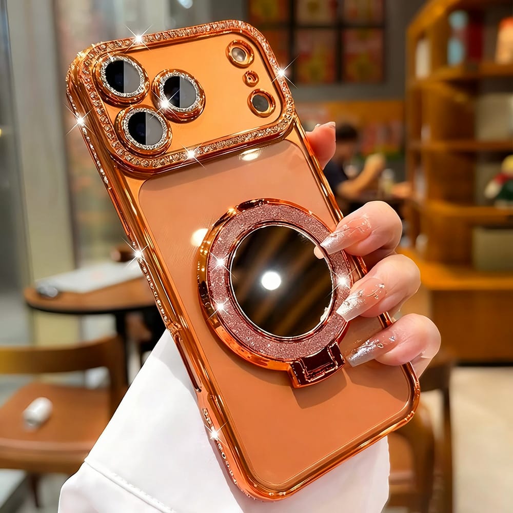 E-shop Neues kreatives Make-up-Spiegel-Handyhülle, kompatibel mit iPhone 17 16 15 14 13 12 11 Pro Max Air, -Drop-Schutzhülle, Schminkzubehör, modisches